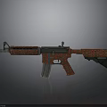 Tactical Modern Rifle With Red Pattern Design And Firearm Features