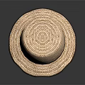 Stylish Straw Hat With Wide Wavy Brim And Black Ribbon Accent