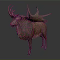 Moose Sculpture With Large Antlers And Brown Fur Standing In Natural Texture