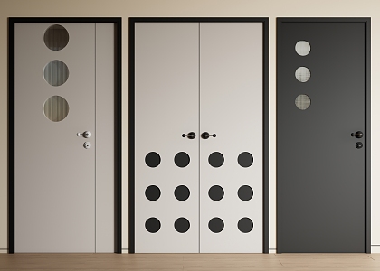 Modern Middle Ancient Swing Door Hole Door Glass Single Door 3d model