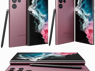 Samsung Foldable Smartphone With Rose Gold Finish Dynamic Display S Pen And Dual Modes 3d model
