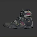 Vintage Style High Top Shoes With Blue Yellow Gray Color And Worn Look Velcro Straps
