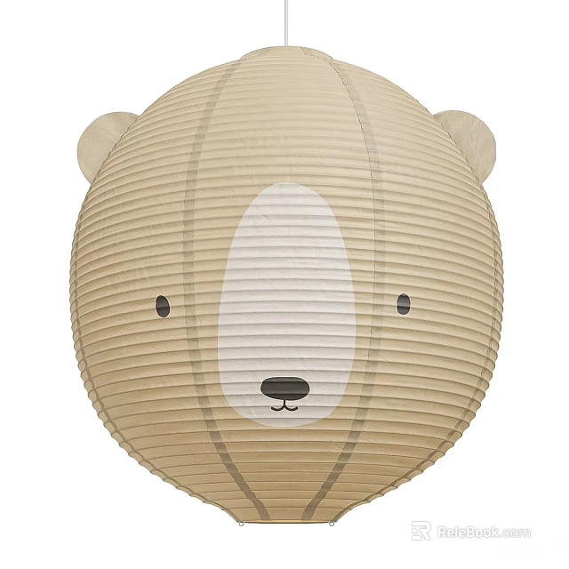 Beige Cartoon Bear Shaped Chandelier With Striped Design For Kids Room Decoration 3d model 