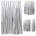 Silver Metallic Pleated Curtains with Shiny Surface and Various Decorative Display Styles