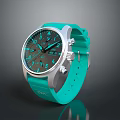 Turquoise Silicone Strap Watch with Silver Case Black Dial and DNC Logo Analog