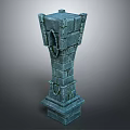 Ancient Decorative Stone Pillar With Intricate Carved Details And Textured Surface