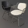 Modern Single Chair With Metal Wire Frame And Contrast Color Seats
