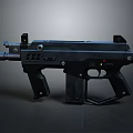 Black Tactical Submachine Gun With Futuristic Design Ergonomic Grip And LED Indicator