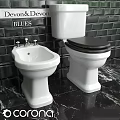 Modern Toilet And Bidet Design With Black Tiled Wall And Marble Floor