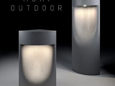 Outdoor Lights With Concrete Cylindrical Design And Bright Light Emission For Outdoor Use 3d model