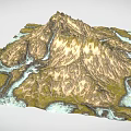 Scenic Mountain Landscape With Rocky Peaks Green Vegetation And Winding Streams