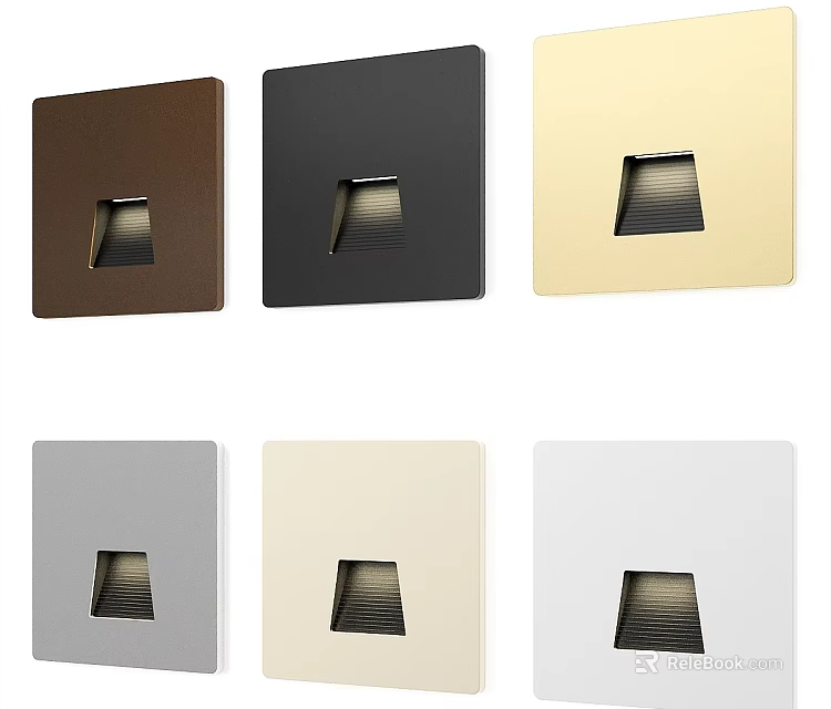 Sleek Square Wall Lights in Various Colors for Modern Home Interior Decoration 3d model 