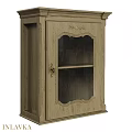 Vintage Wooden Cabinet With Glass Door And Carved Details For Home Decor