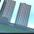 Urban Park Landscape With Lake View Wooden Walkway Green Trees And High Rise Buildings