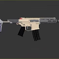 Modern Tactical Weapon With Gold Silver Finish Black Magazine And Red Sight