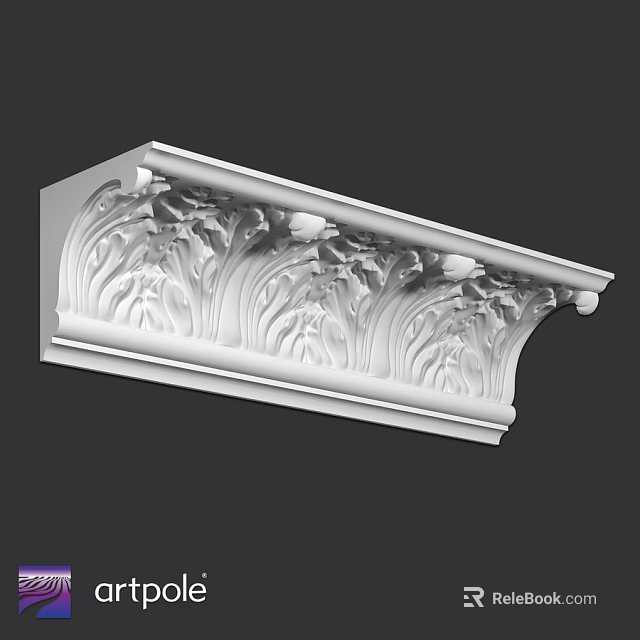 Ornate Decorative Architectural Component With Intricate Leaf And Scroll Carvings 3d model 