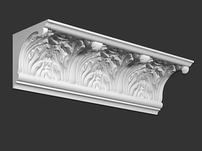 Ornate Decorative Architectural Component With Intricate Leaf And Scroll Carvings 3d model