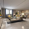 Modern Living And Dining Room Interior With Sofa Dining Table And Large Windows
