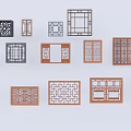 Traditional Wooden Grilles Lattices And Window Designs With Various Patterns