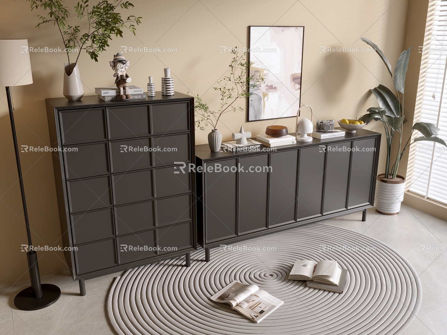 Modern Black Cabinet Whole Cabinet Sideboard Cabinet Balcony Cabinet Locker Entrance Cabinet Bucket Cabinet Side Cabinet Bookcase 3d model