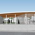 Circular public building of modern library 3d model