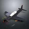 Black Single Seat Aircraft With White Canopy Extended Landing Gear And Wingtip Details