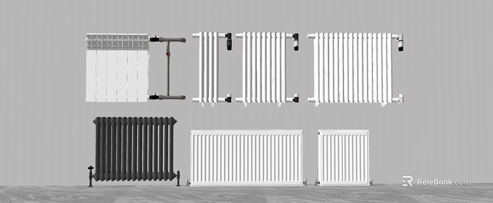 Various Types of Household Radiators with Different Designs Colors and Modern Styles 3d model 