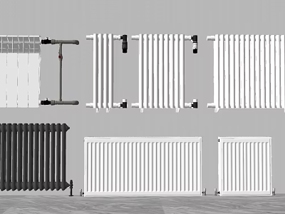 Various Types of Household Radiators with Different Designs Colors and Modern Styles 3d model
