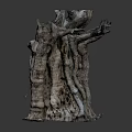 Natural Weathered Tree Stump With Rough Wooden Texture And Natural Shape On Dark Background