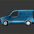 Blue Small Cargo Van Exterior Design in 3D Rendering With Reflection and Commercial Use 3d model