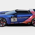 Volkswagen Race Car With Blue Red Gradient Body 74 Number Aerodynamic Design And Rear Wing