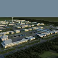 Industrial Factory Complex Aerial View Featuring Multiple Buildings Roads Parking And Greenery
