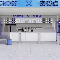 Bright TCROSS Milk Tea Shop Interior With Counter Menu Board And Blue Seating Area