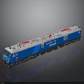Vossloh EURO 3000 Train Model With Blue And White Design And Red Top Components