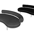 Modern Curved Sectional Sofa With Gray Fabric And Metal Legs Design