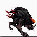 Mythical Monster With Black Body Red Tentacles Orange Glowing Head Sharp Claws Fangs