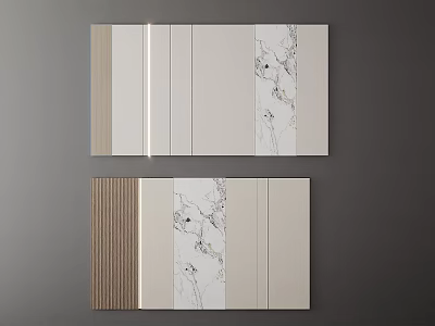 Modern Minimalist Background Wall Design With Wood Grain Panels And Marble Patterns 3d model