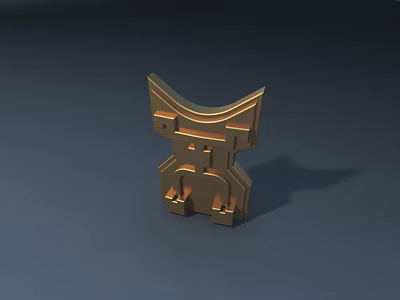Modern Building Facade With Golden Geometric Shapes And Layered Shiny Design 3d model