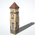 Classic Tower Architectural Design Featuring Red Brown Roof Arched Windows And Beige Body