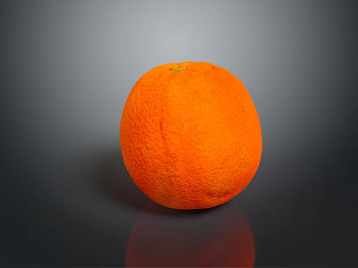 Fresh Vibrant Orange Fruit On Black Surface With Clear Reflection 3d model