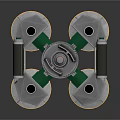 Industrial Mechanical Device With Red Top Metal Bases Green Gaskets And Yellow Edges
