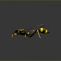 3D Rendered Mechanical Wasp Character With Yellow Black Body And Detailed Wings