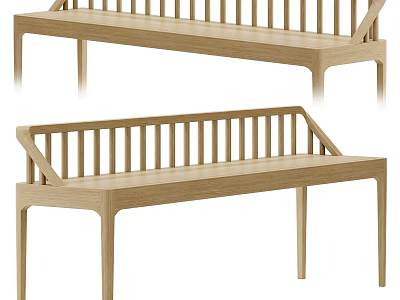 Modern Light Wood Single Chair With Vertical Slat Back And Minimalist Design 3d model