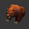 Red Bear 3D Model With Fierce Expression And Detailed Fur Texture