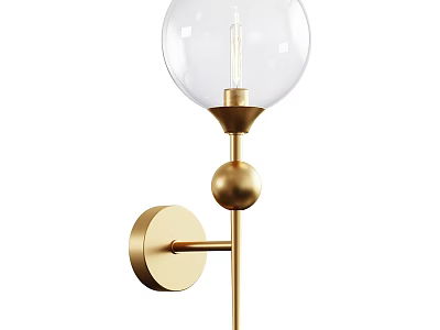 Modern Gold Wall Sconce With Transparent Glass Globe And Metal Accent 3d model