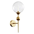 Modern Gold Wall Sconce With Transparent Glass Globe And Metal Accent