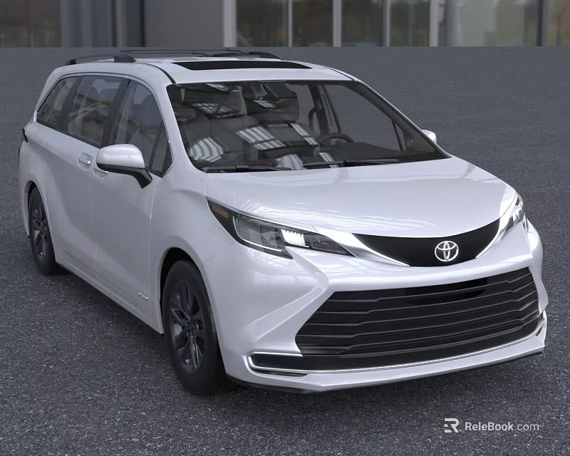 Toyota White MPV Exterior Design With Sleek Front Grille And Tinted Windows 3d model 