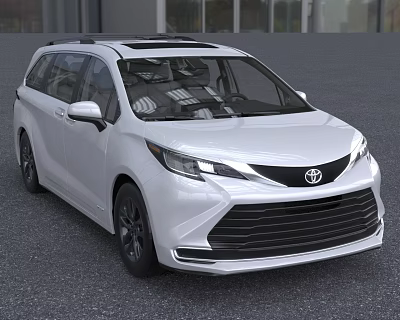 Toyota White MPV Exterior Design With Sleek Front Grille And Tinted Windows 3d model
