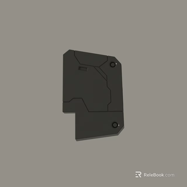 Detailed Black Mechanical Part Design Featuring Geometric Structure And Mounting Holes 3d model 