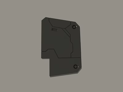 Detailed Black Mechanical Part Design Featuring Geometric Structure And Mounting Holes 3d model